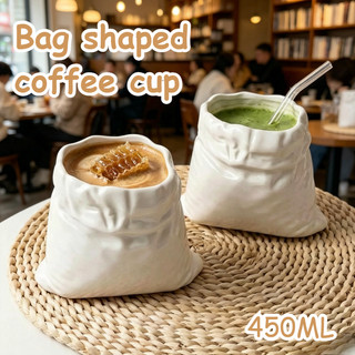 Creative Ceramic Coffee Cup Bag Shaped Milk Cup Handheld Heat Resistant Milk Tea Bag 咖啡杯