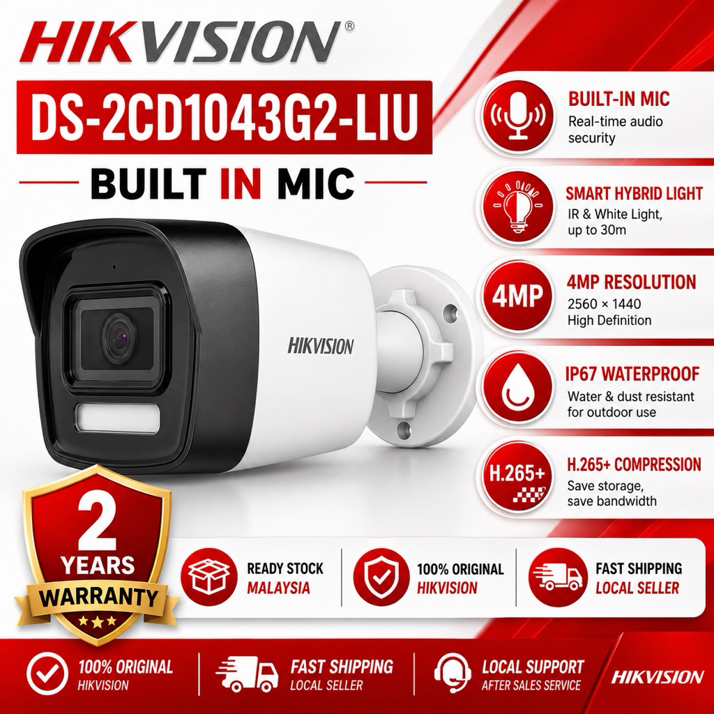 HIKVISION DS-2CD1043G2-LIU/DS-2CD1023G2-LIU 4MP/2MP สมาร์ทไฮบริดแสงคงที่ Bullet Network กล้อง