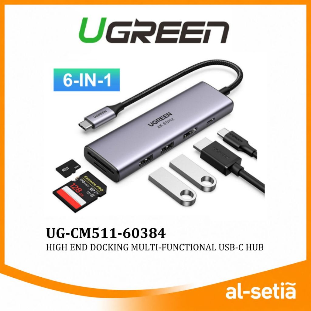 UGREEN CM511 USB C Hub 6-in-1 4K 60Hz HDMI SD TF 100W PD USB 3.0 อะแดปเตอร์สําหรับแล็ปท็อปแท็บเล็ตพี