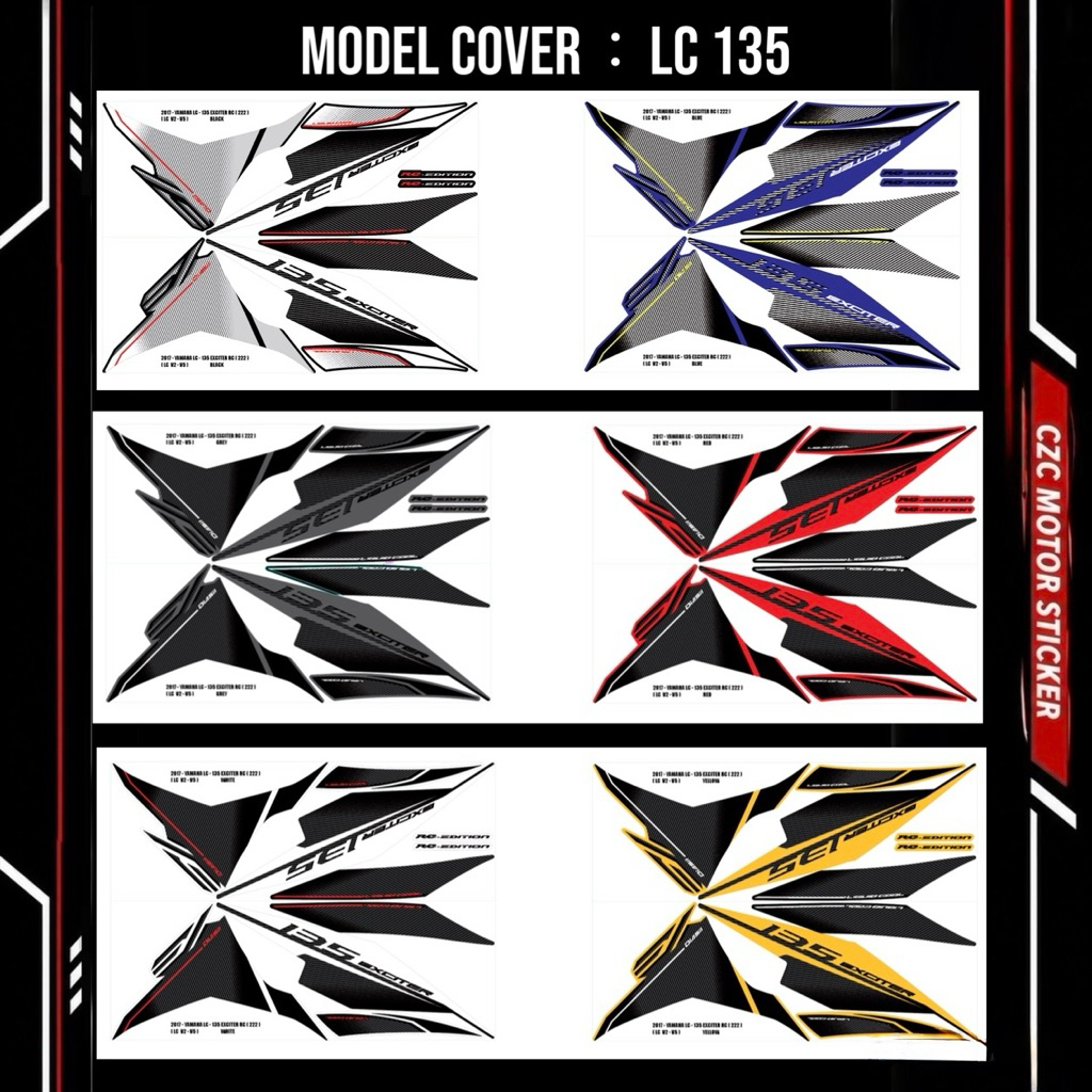 YAMAHA LC135 LC V2/V3/V4/V5/V6/V7 มอเตอร์สติ๊กเกอร์ STRIPE EXCITER RC (222)