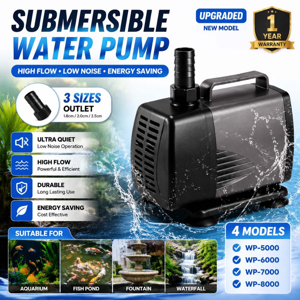 SOBO ปั๊มน้ําใต้น้ําตู้ปลา WP-4000 / WP-5000 / WP-6000 / WP-7000 / WP-8000 ปั๊มไหลสูง