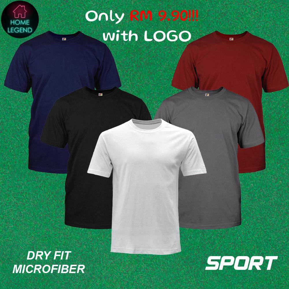 ️‍ ️‍ CASUAL DRY Fit เสื้อไมโครไฟเบอร์ Tee ชุดกีฬารอบคอกีฬา Baju Unisex ผู้ชายผู้หญิง