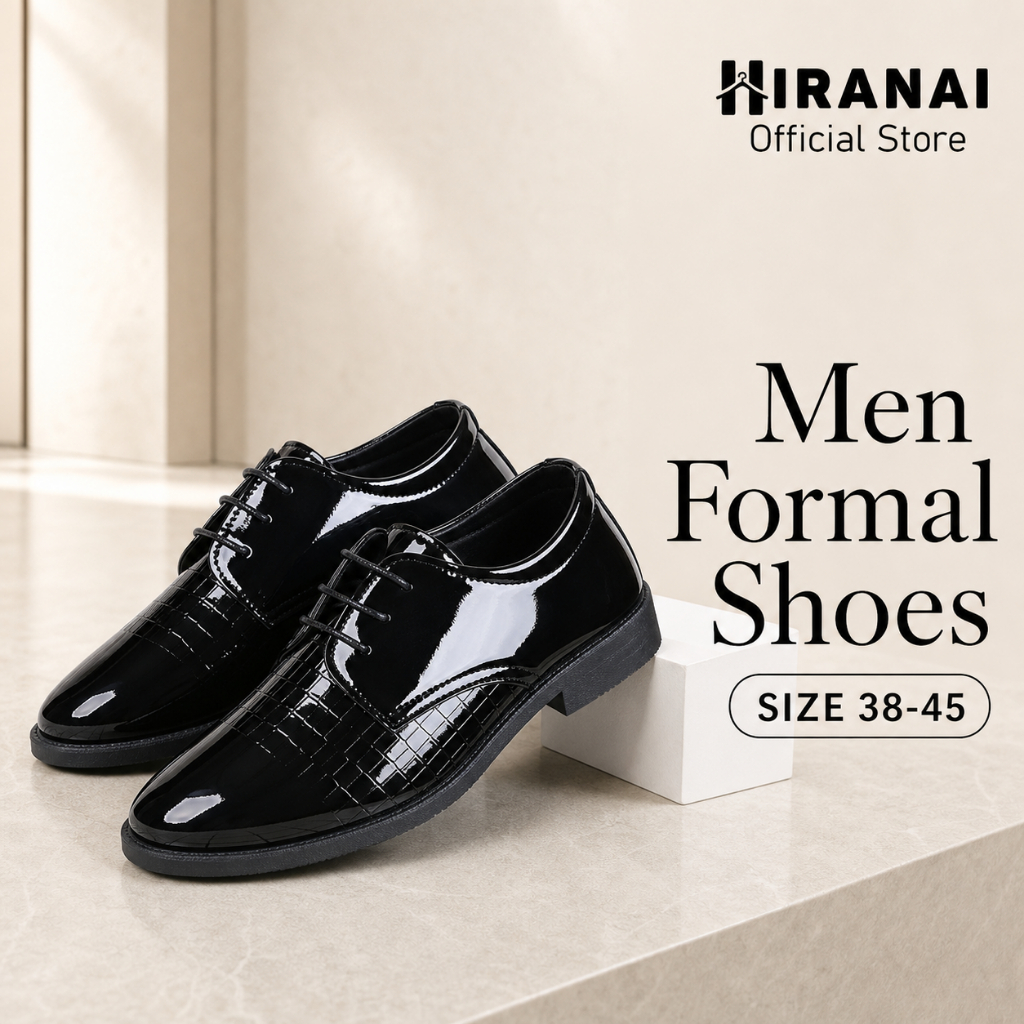 ผู้ชายอย่างเป็นทางการรองเท้าหนัง PU Lace-Up Oxford ชุด Low-Cut ข้อเท้ารอบ Toe สํานักงาน Kilat Untuk 