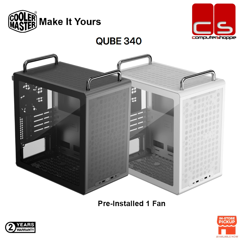 Cooler Master QUBE 340 Micro-ATX Compact -Tower Pc Case (สีดําสีขาว)