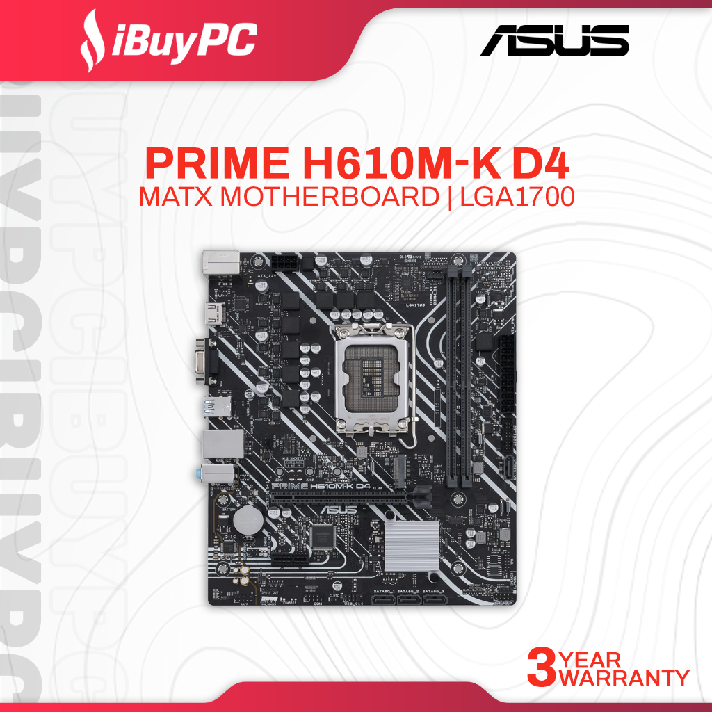เมนบอร์ด ASUS PRIME H610M-K D4 สำหรับซีพียู Intel LGA 1700