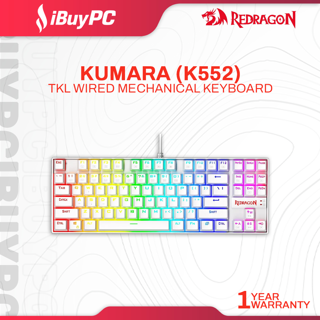 REDRAGON K552 Kuara Hotswappable 87 คีย์ TKL RGB คีย์บอร์ดแบบกลไก