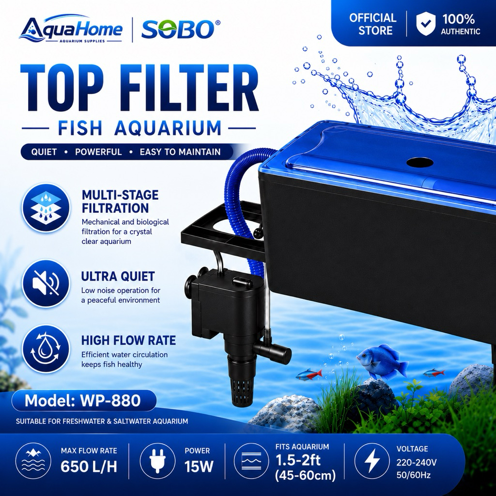 Sobo TOP FILTER ปลา AQUARIUM WP2880F ,WP-880f ,Wp3880F, ถัง 60CM-120CM Ikan Akuarium ปั๊มน้ําอากาศ
