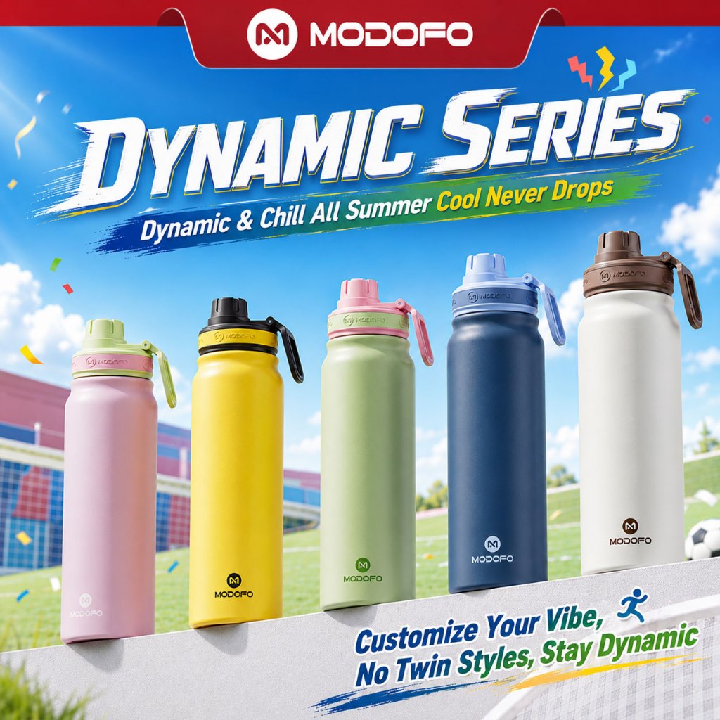 MODOFO ขวดกีฬา 800ml แก้วน้ําหุ้มฉนวนสแตนเลสกระติกน้ําร้อน