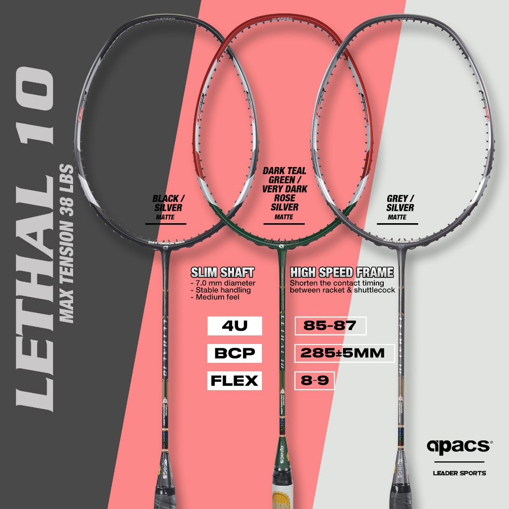 (ฟรี STRING+GRIP) APACS BADMINTON CKET LETHAL 10