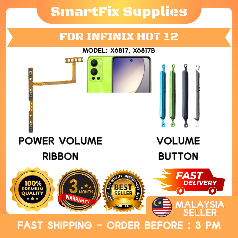 สําหรับ Infinix Hot 12 X6817 X6817B ปุ่มปรับระดับเสียงริบบิ้น Flex Volume