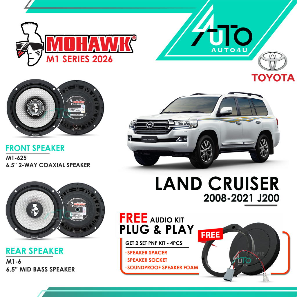 Mohawk M1 Series 2026 PnP Toyota LAND CRUISER J200 2008-2021 ลําโพงรถยนต์ 6.5 นิ้ว Bass Vocal M1-625