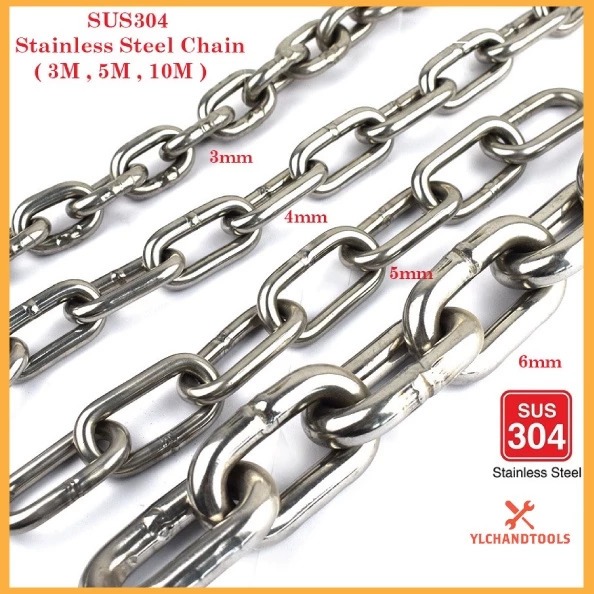 3MM SUS304 สแตนเลสสตีลโซ่ RANTAI LOOSE CUT ( 1.2M, 1.4M, 1.6M )
