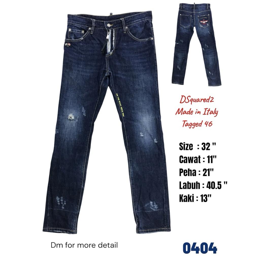 กางเกงยีนส์ DSQUARED2 - Made in Italy - Tagged 46 ไซส์ 32