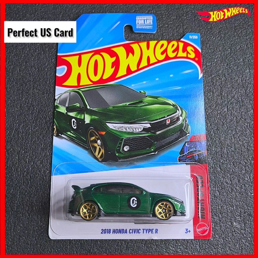 ล้อร้อน Honda Civic Type R FK8 สีเขียวเข้ม 2026 การ์ด US Hotwheels JDM Civic Fk8 Fl5 Fd2 Diecast Hot
