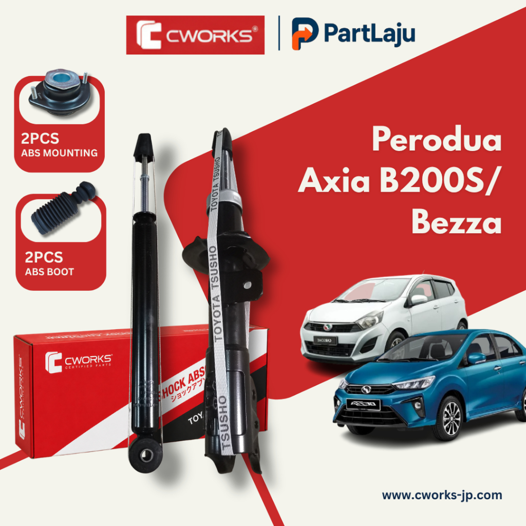 Cworks Japan Perodua Axia 2014-2022 Bezza 2016-2027 1.0 1.3 โช้คอัพแก๊สหน้าและหลังครบชุด