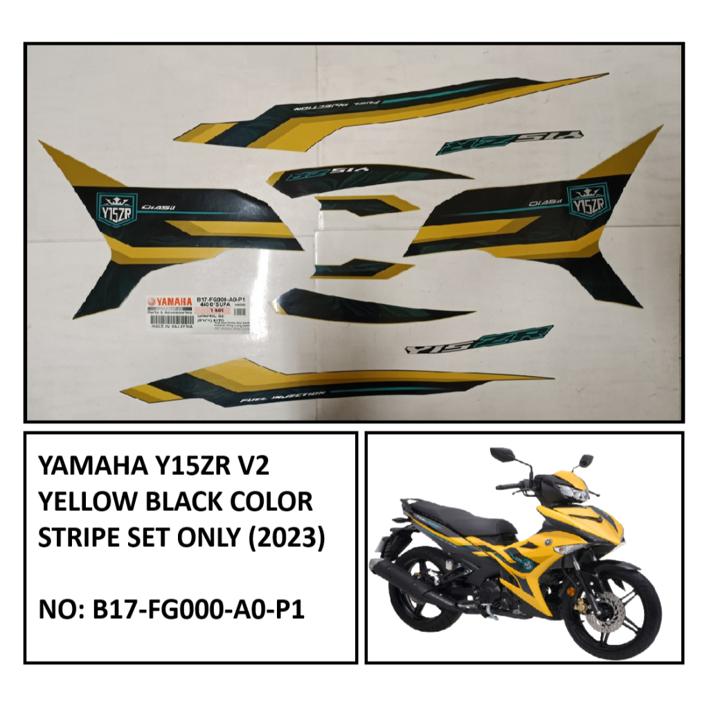 YAMAHA Y15ZR V2 สีเหลือง 2023 STRIPE/GRAPHIC SET (B17-FG000-A0-P1)