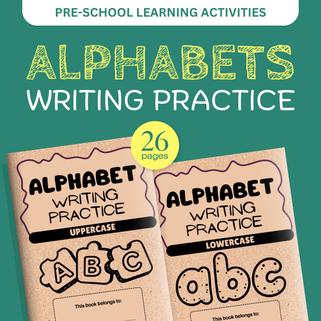 สมุดงานตัวอักษร ABC การเขียนฝึกตัวอักษร Tracing Workbook Uppercase Lowercase Buku Latihan ABC