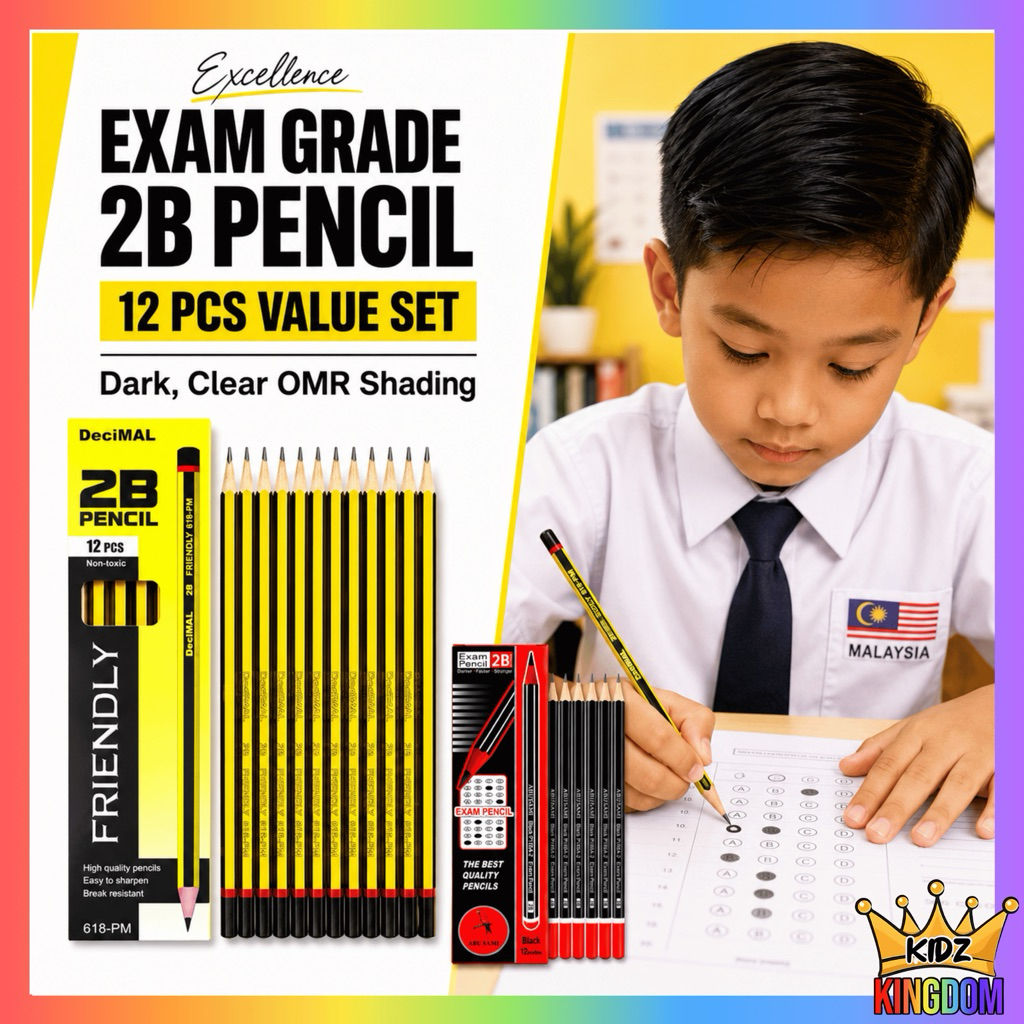 12 ชิ้นสอบเกรด 2B ดินสอ Extra Dark สําหรับสอบโรงเรียนประถมศึกษา Pensel 2B สีดําโรงเรียนเด็กโรงเรียน