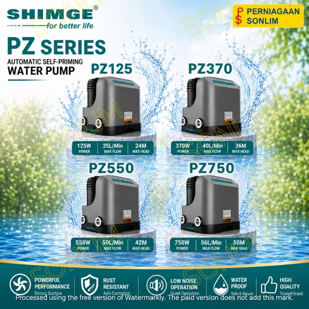 SHIMGE PZ125 PZ370 PZ550 PZ750 FULLY AUTOMATIC SELF PRIMING BOOSTER ปั๊มน้ํา