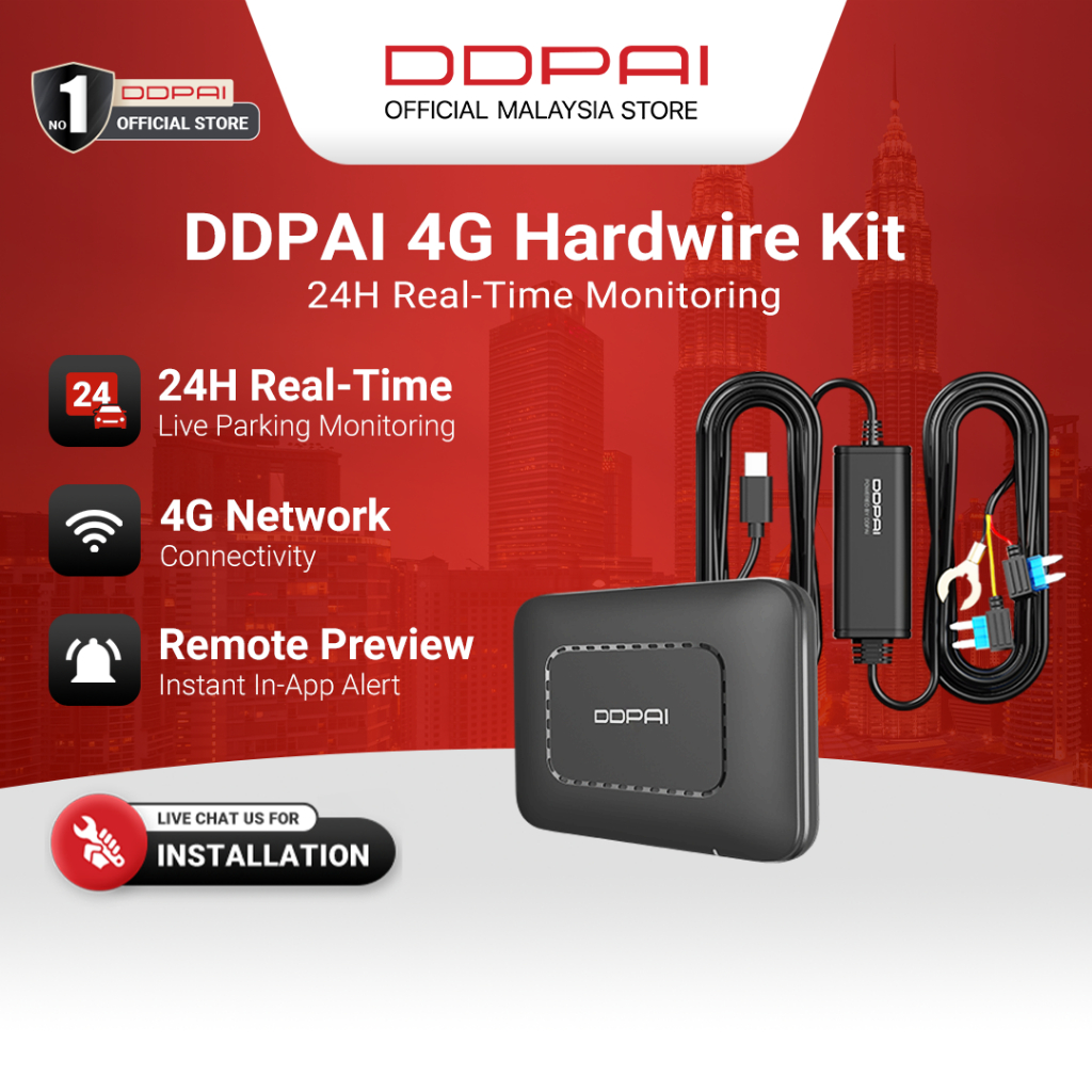 DDPAI 4G Hardwire Kit สําหรับการตรวจสอบแบบเรียลไทม์สด 24H [Type-C]
