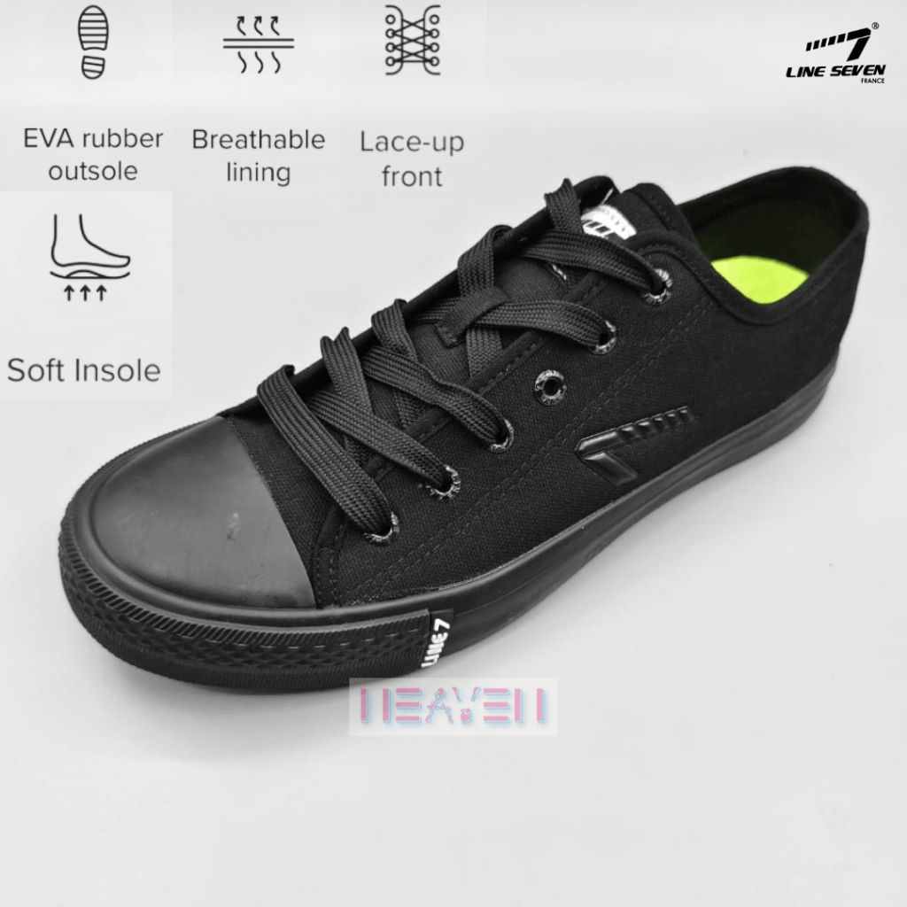 Line7 รองเท้านักเรียน สีดํา-6619 [EVA RUBBER SOLE]
