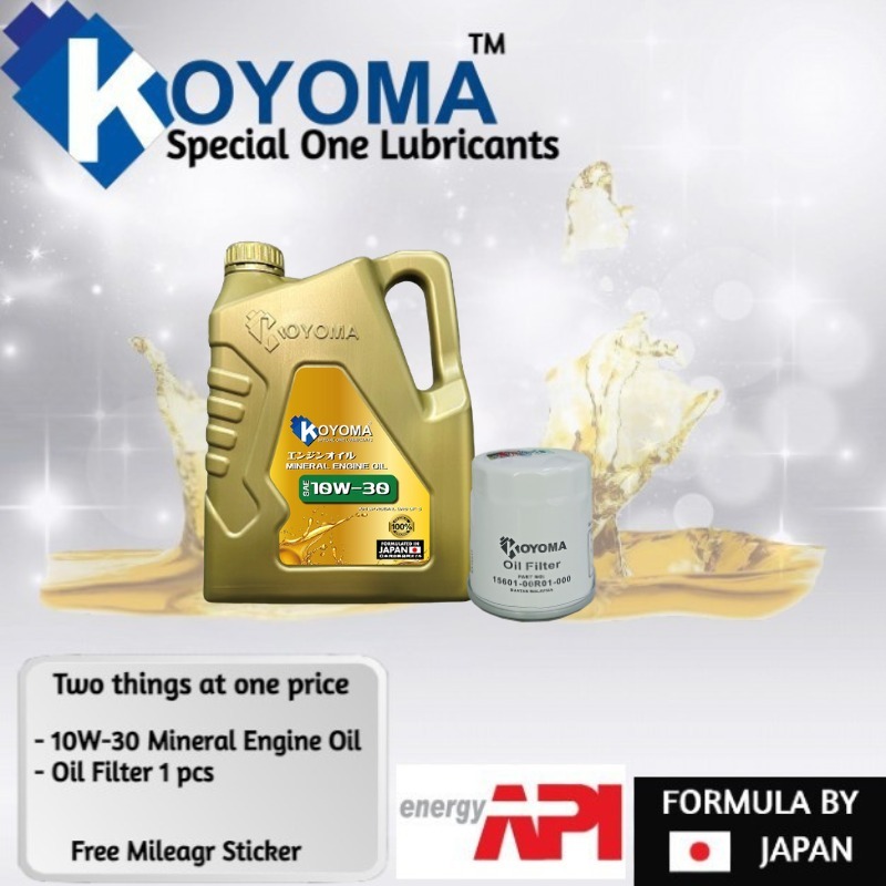 KOYOMA 10W30 3LITER ENGINE OIL + KOYOMA PERODUA OIL FILTER(165001-00R01)