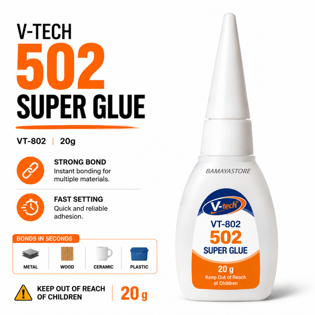 502 กาวซุปเปอร์ กาว V-Tech VT-802 กาว 3 วินาทีทันที