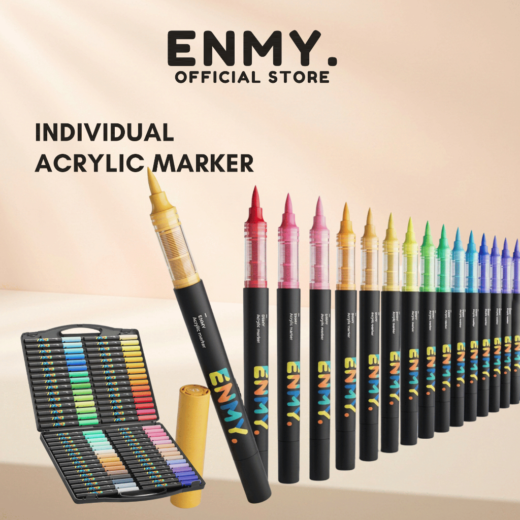 ENMY ปากกามาร์กเกอร์อะคริลิคส่วนบุคคล Soft Tip ปากกาชุดเติมสีวาด Coouring ภาพวาด Art
