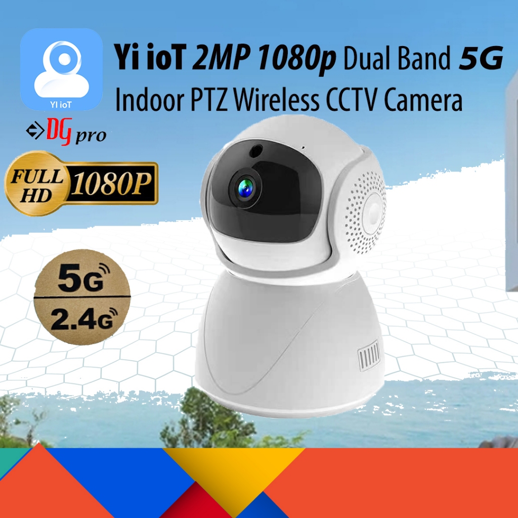 Yi iot 5G / 2.4G Dual Band 2MP 1080P ในร่ม PTZ 360 องศาหมุนไร้สาย Wifi กล้องวงจรปิด IP กล้อง