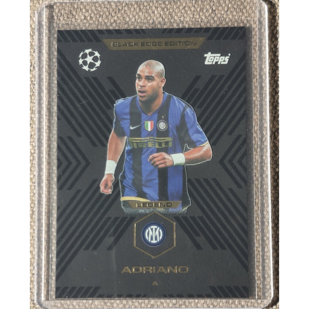 PANINI TOPPS FOOTBALL การ์ดขอบสีดําพิเศษ ADRIANO INTERNAZIONALE LIMITED EDITION + TOPLOADER