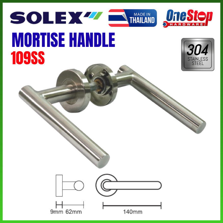 SOLEX NO.109SS มือจับก้านโยกสแตนเลส / ล็อคประตู / มือจับก้านโยก / ล็อคร่องลึก / Kunci Pintu