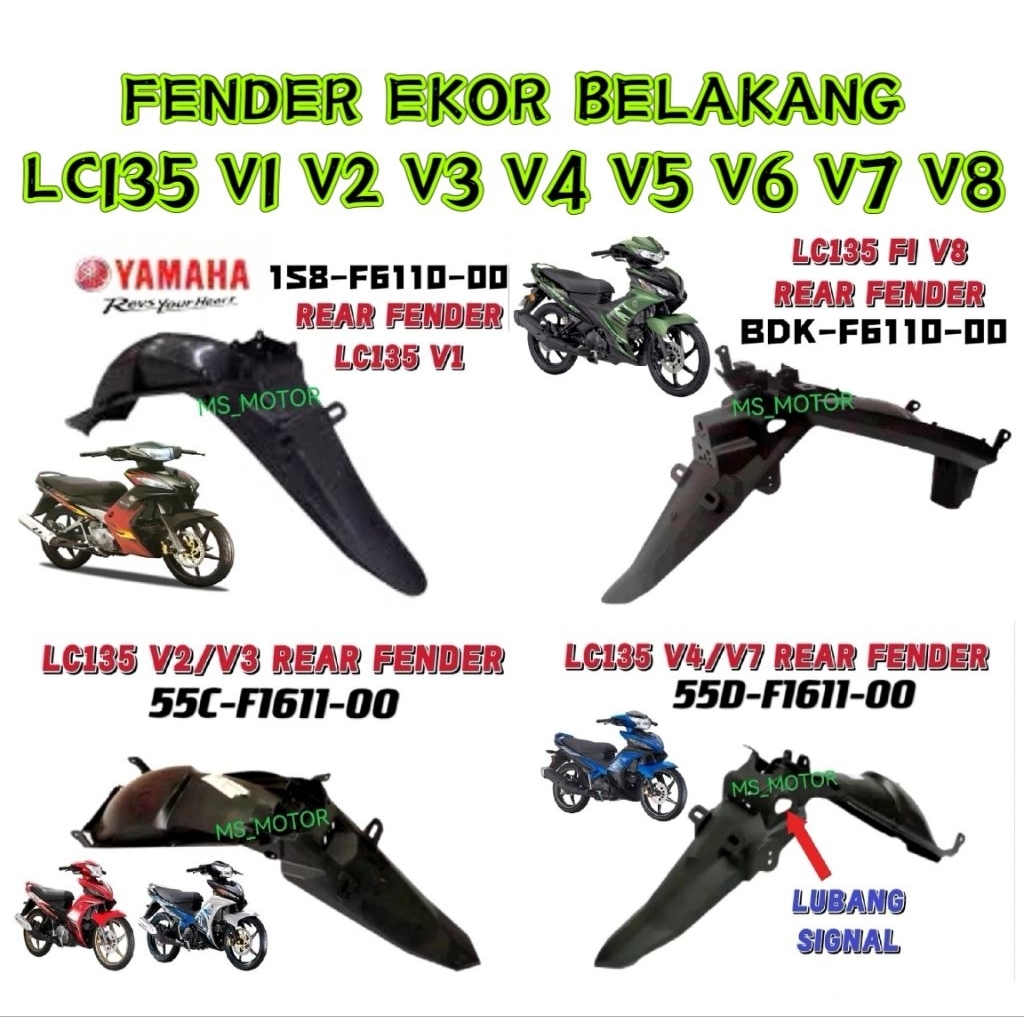 REAR FENDER LC135 V1 V2 V3 V4 V5 V6 V7 V8 EKOR BELAKANG HLY 1S8-F1611-00 55C-F1611-10K LCV8