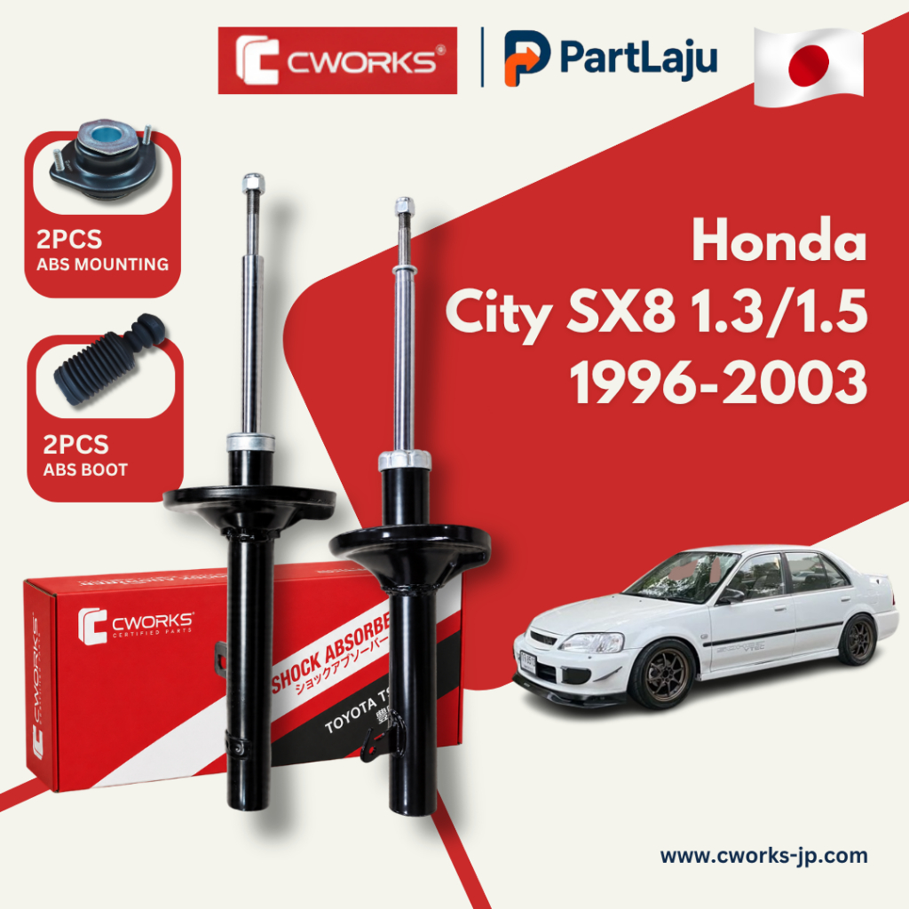 Cworks Japan Honda City SX8 1.3 1.5 1996-2003 โช้คอัพหน้าและหลังครบชุดพร้อมฝาครอบติดตั้ง