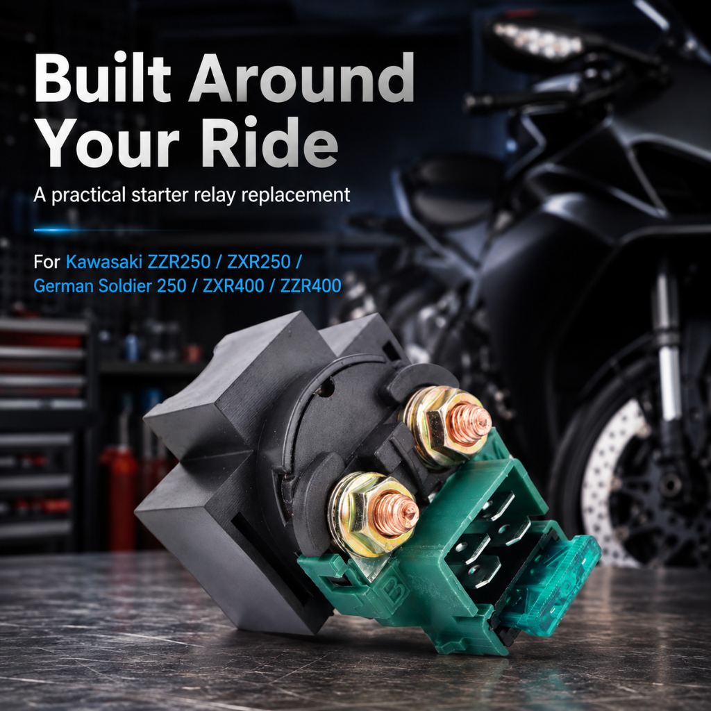 - เข้ากันได้กับ Kawasaki ZZR250, ZXR250, German Soldier 250, ZXR400, ZZR400 รีเลย์สตาร์ทสําหรับมอเตอ