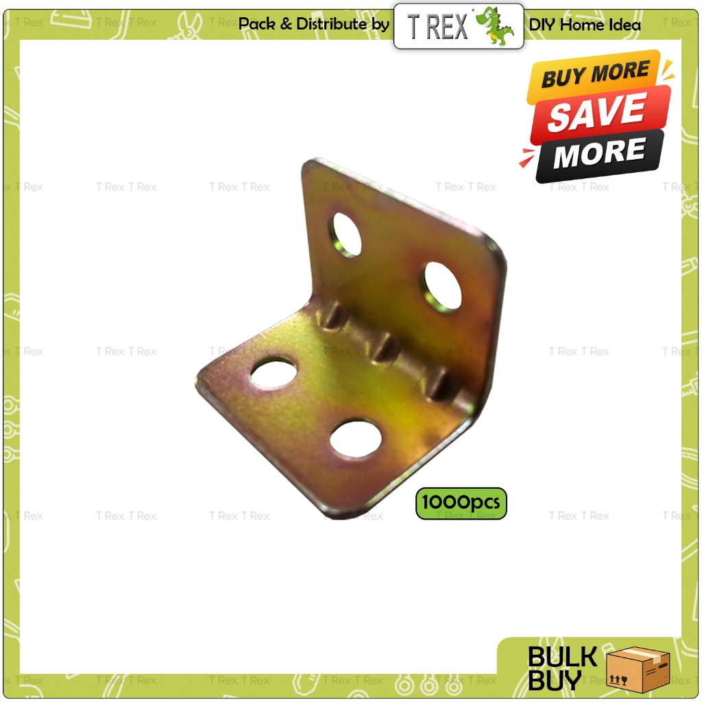 T Rex DIY BULK 1000 ชิ้น 19 มิลลิเมตรเฟอร์นิเจอร์ L รูปร่างวงเล็บโลหะ Rainbow / เบรค Besi Siku L Ben