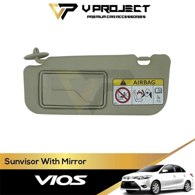 Toyota Vios (3rd Gen) Sunvisor With Mirror Left Beige Grey Holder 2013-2019 XP150 NCP150 3rd VProjec