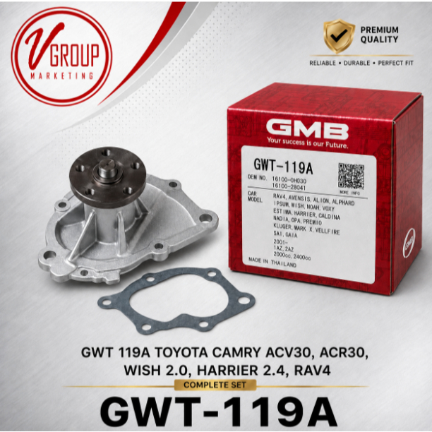 Toyota Camry ACV30/Wish2.0/Harrier2.4/RAV4-1AZ-FE 2.0L & 2AZ-FE 2.4L GMB ปั๊มน้ํา (GWT-119A)-1PC