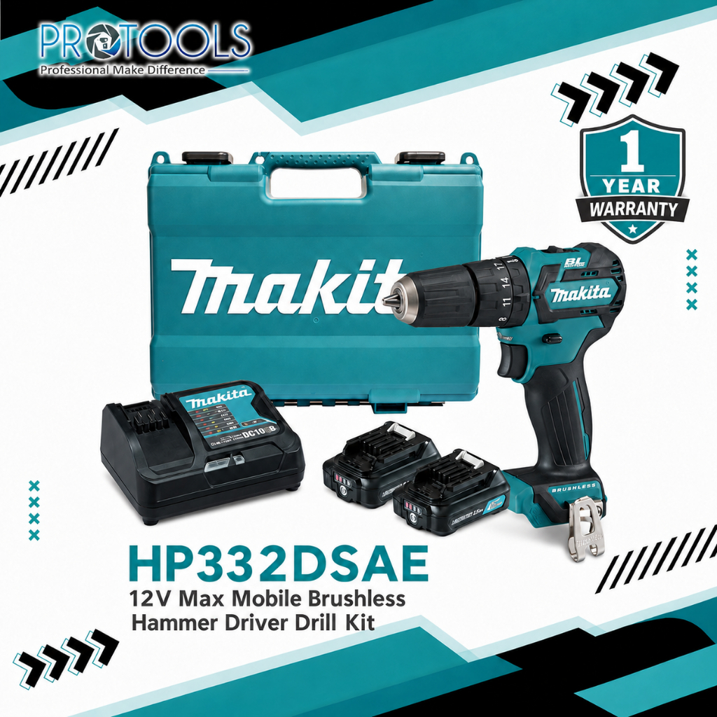MARKITA HP332DSAE 12V Max สว่านไดร์เวอร์ค้อนไร้แปรงถ่านมือถือ