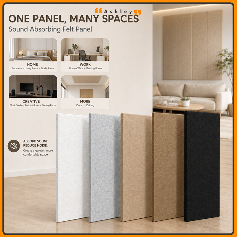 Self-Adhesive Acoustic Felt Panel Soundproof Wall Panel ลดเสียงรบกวนสําหรับห้องนอน Office Studio Doo
