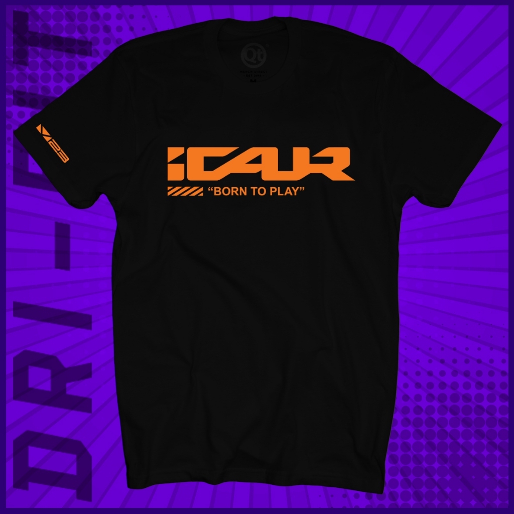 ใหม่ ICAUR I-CAUR I CAUR BORN TO PLAY LOGO V23 EV รถเสื้อยืด DRI-FIT 160 GSM MICROFIBER SHORT SLEEVE