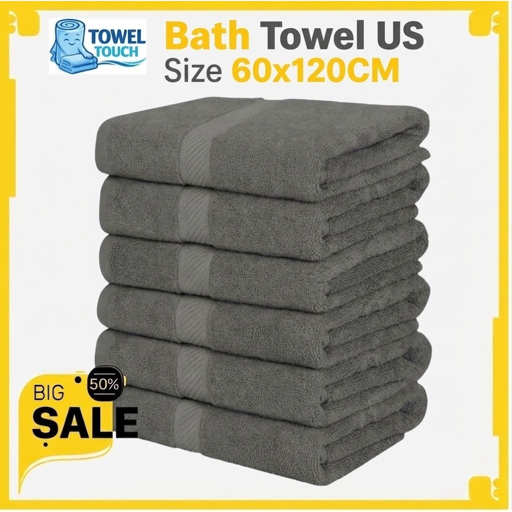 ผ้าเช็ดตัว US - 60x120CM | 500GSM 100% แหวนปั่นผ้าฝ้ายผ้าขนหนูดูดซับสูง Bath, Gym & Hotel Spa