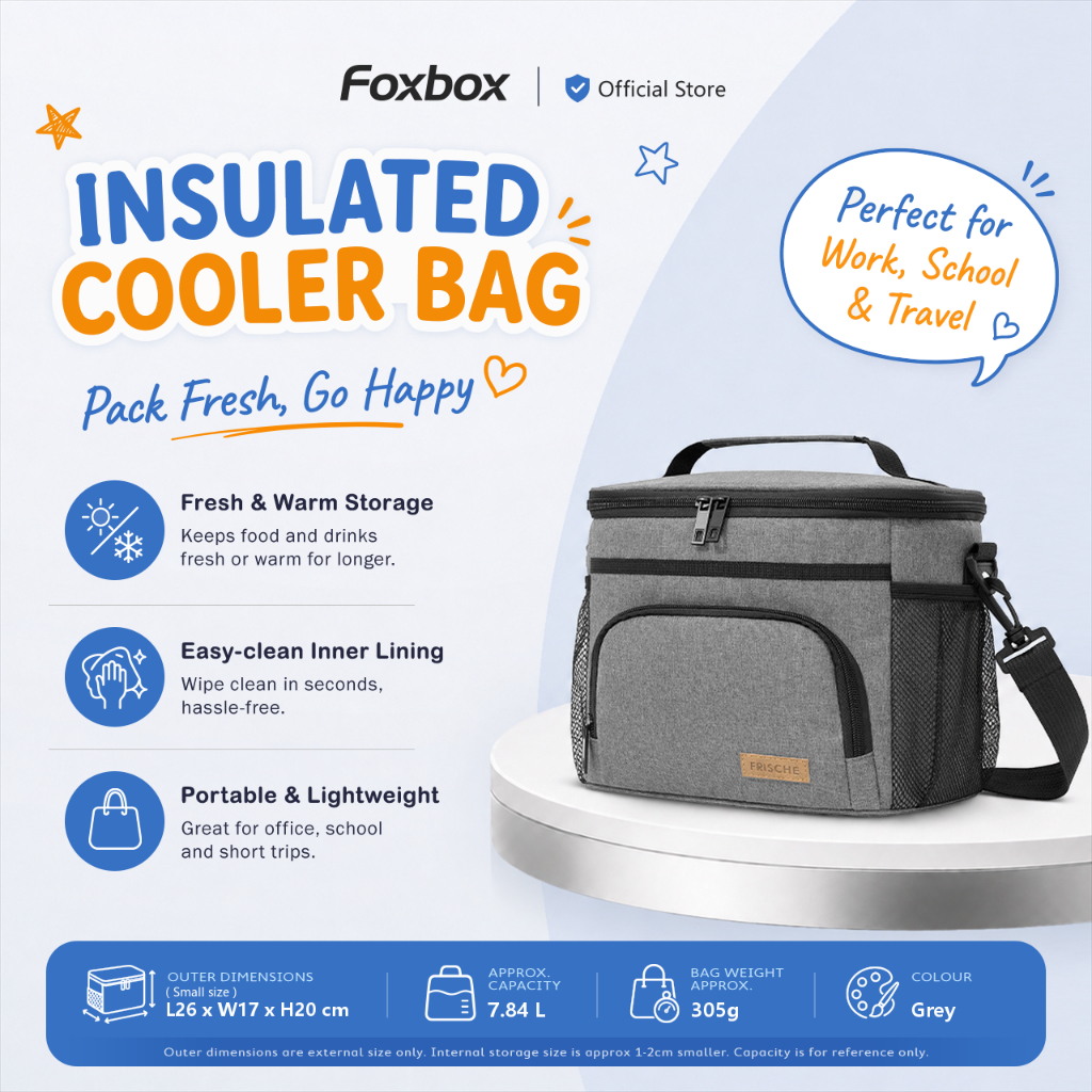 FOXBOX 7.8L กระเป๋าเก็บความเย็นหุ้มฉนวนสําหรับทํางานและเดินทาง
