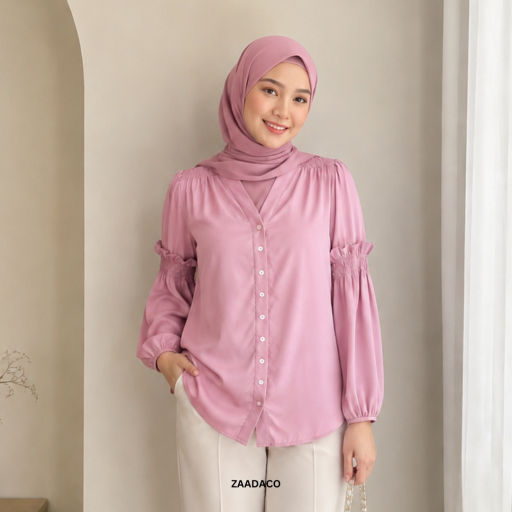 ZAADACO: TRENDY PLAIN BLOUSE U8012 I COMFY AND BREATHABLE MATERIAL สําหรับสวมใส่ทุกวัน I LONG SLEEVE