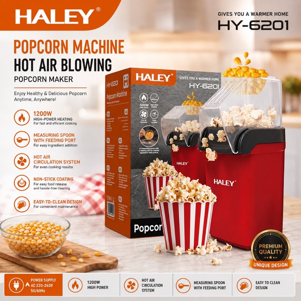 🍿 สินค้ามาใหม่: HALEY 1200W HOT AIR POPCORN MACHINE HY-6201 🍿