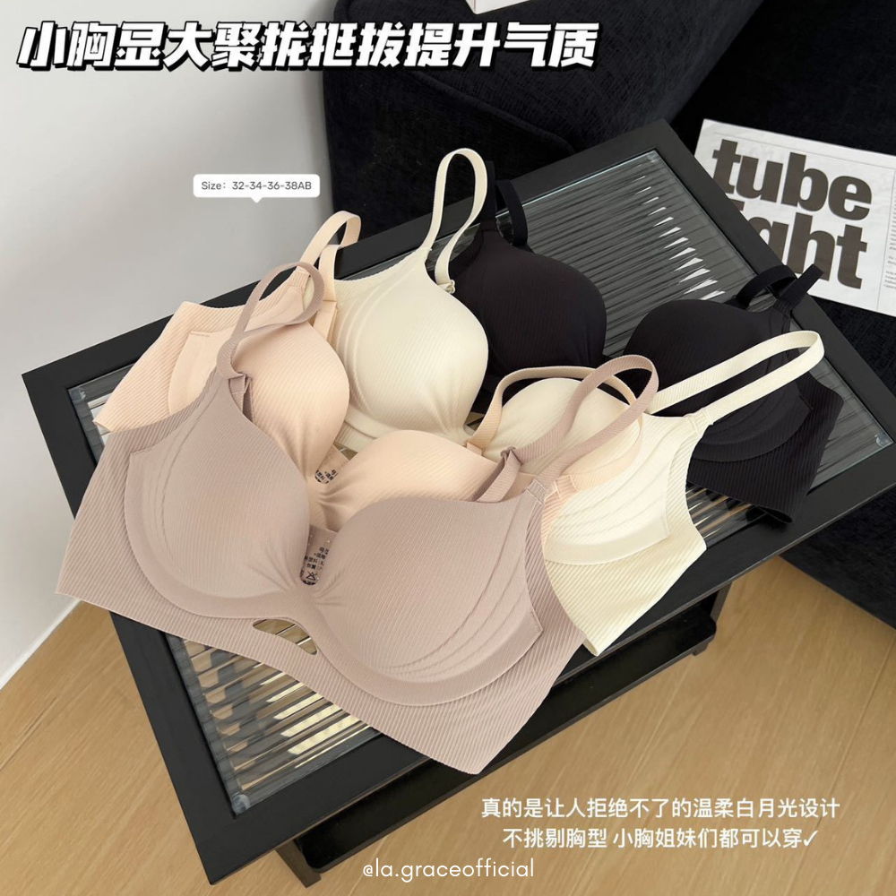 LA.GRACE OFFICIALLumi ไร้สาย Push Up Bra สําหรับผู้หญิงไม่มีรอยต่อ/หน้าอกเล็กชุดชั้นในที่มองไม่เห็นเ