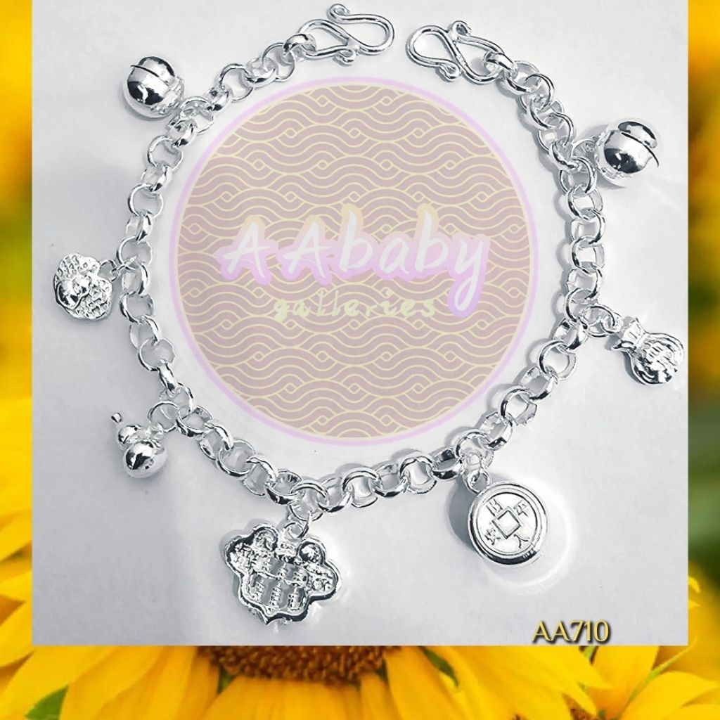 AAbaby Galleries AA710 Baby S999 สร้อยข้อมือสร้อยข้อเท้าเงิน 7 สมบัติ 999 เด็กหนุ่ม脚链 Gelang Bayi