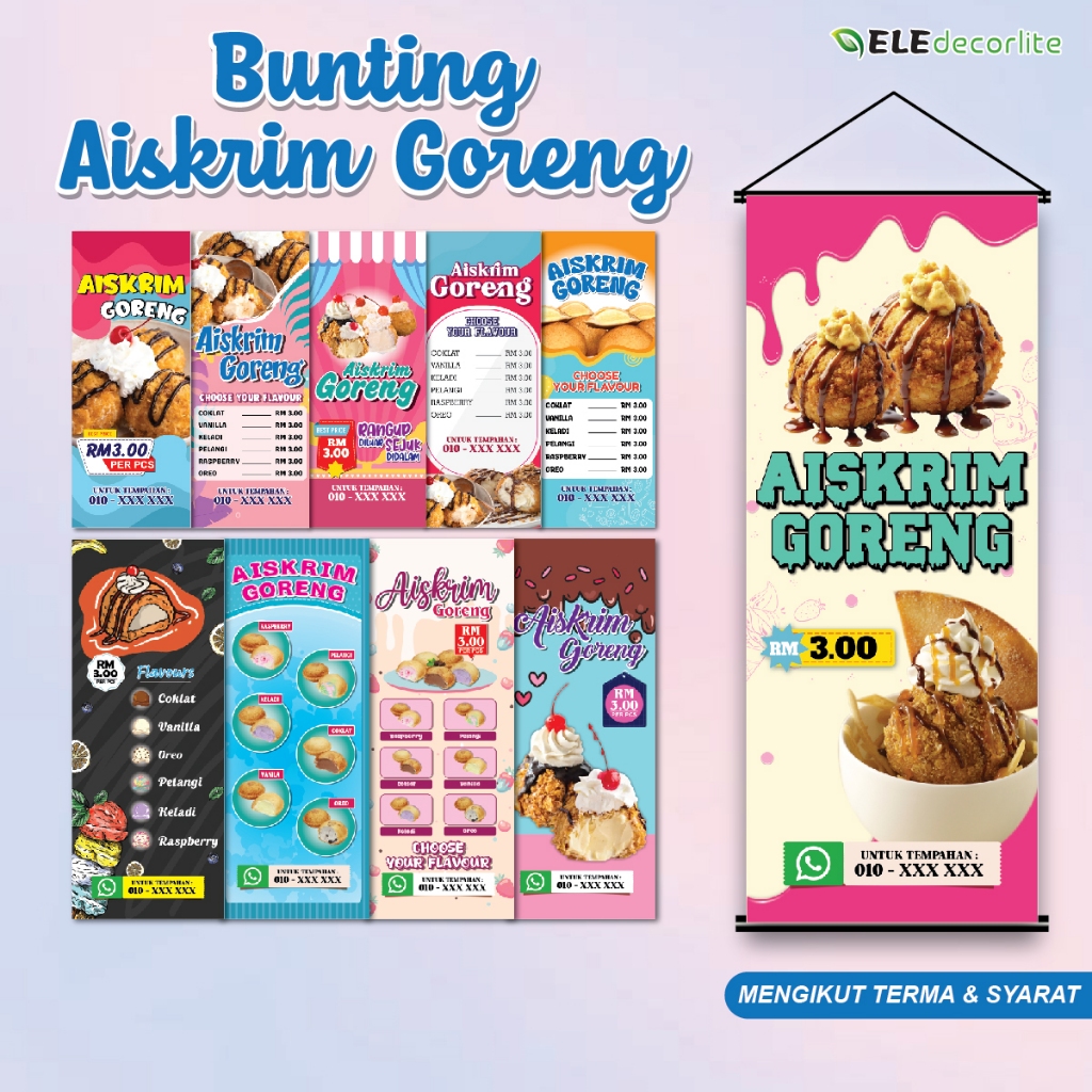 FRIED ICE CREAM / AISKRIM BRUSH / รถบรรทุกอาหาร / FOOD SHOP 2ft x 3ft/2ft x 4ft/2ft x 5ft