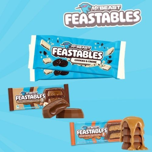 *CHEAPEST* MrBeast Feastables Cookies Almond Peanut & Hazelnut Cups 40g