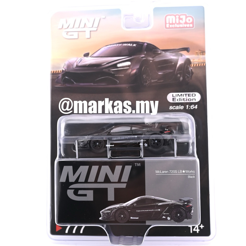 (STANDARD/BLISTER/CHASE) MINI GT 1/64 777 MCLAREN 720S LB★WORKS สีดํา