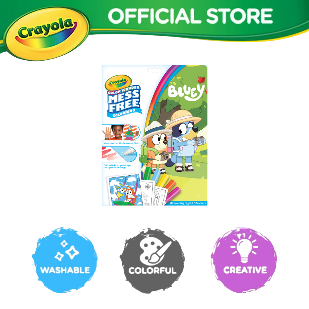 Crayola Bluey Family Trip - Color Wonder Mess Free - Foldalope - 18 หน้าสี & 5 เครื่องหมาย - สําหรับ